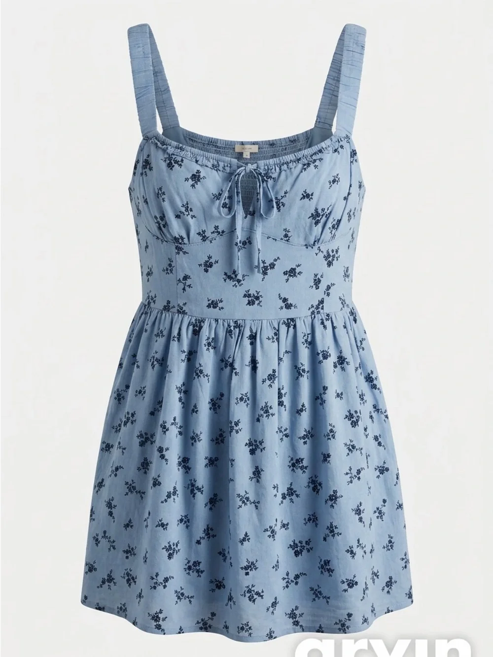 Aeropostale Light Blue Floral Mini Dress with Tie Front